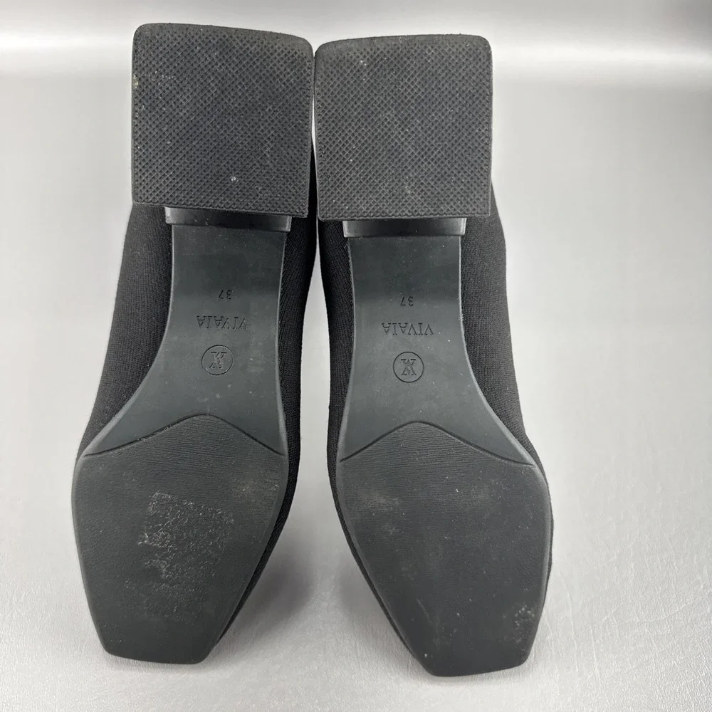VIVAIA Regina Pro Square Toe Water Repellent Block Heel Boots EU 37 US 6.5 Knit